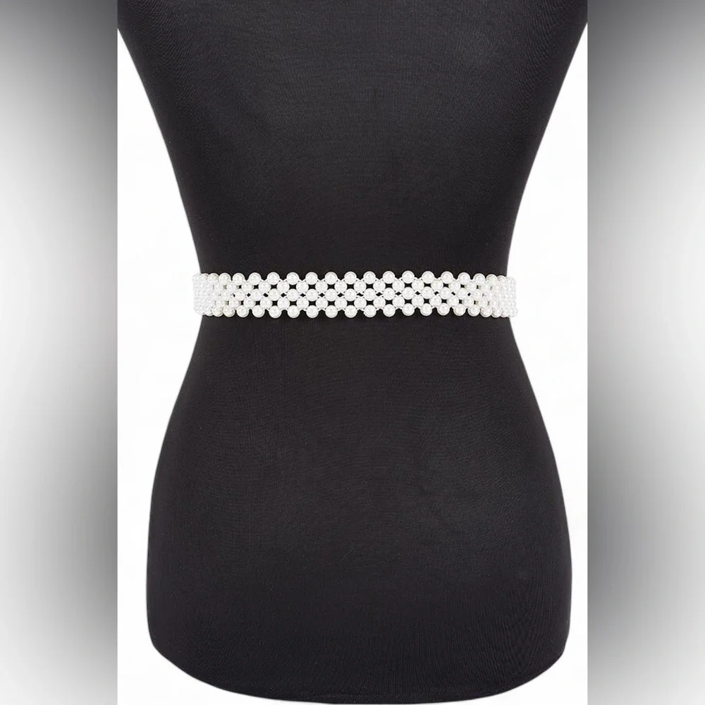Gold & Silver Bow Pearl Statement Belt